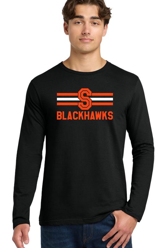 Adult Long Sleeve - S BLACKHAWKS with Stripes