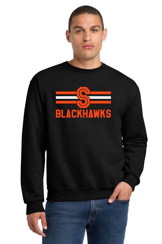 Adult Crewneck Sweatshirt - S BLACKHAWKS with Stripes