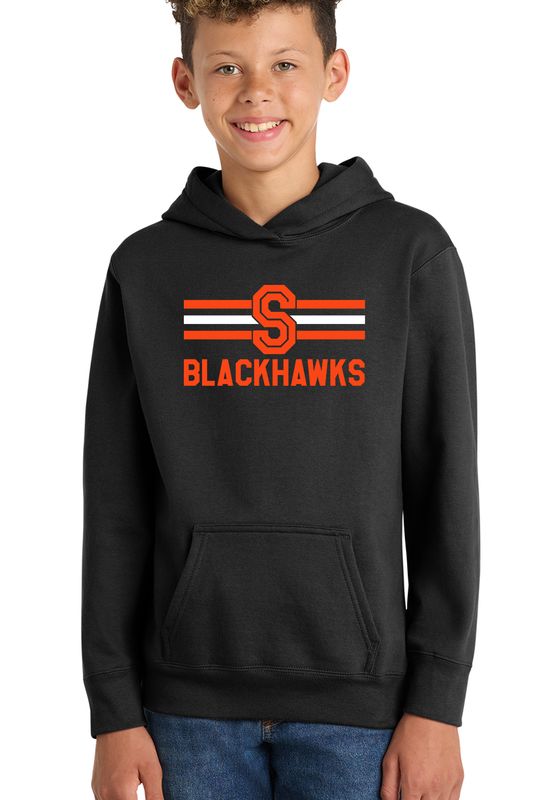 Youth Hoodie - S BLACKHAWKS with Stripes