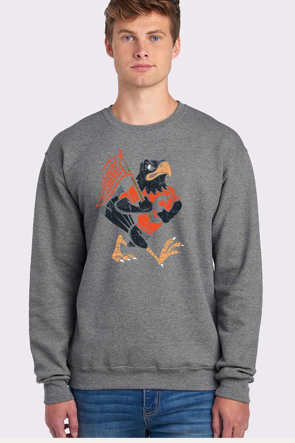 Adult Crewneck Sweatshirt - Retro Hawk w/ Banner