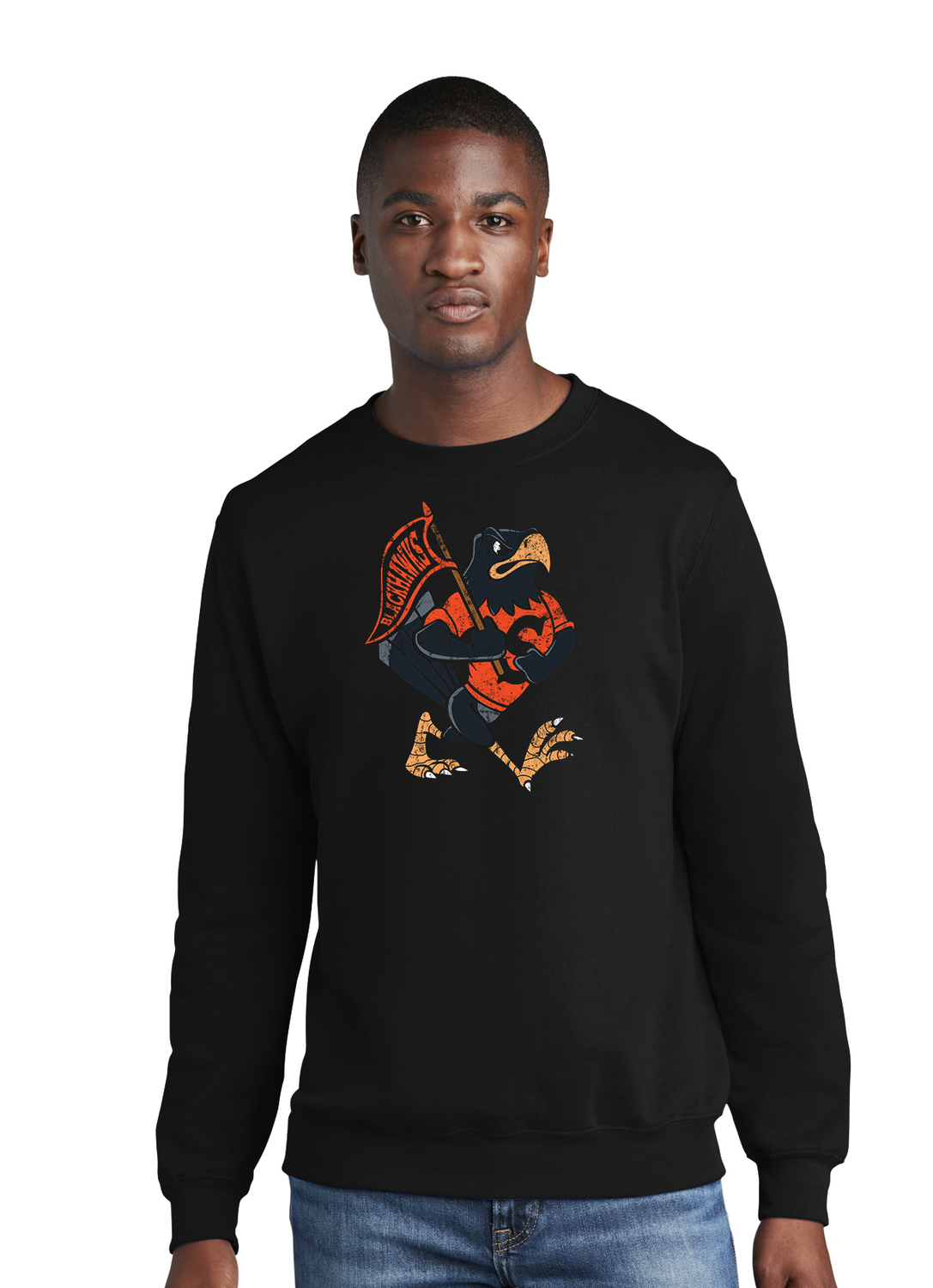 Adult Crewneck Sweatshirt - Retro Hawk w/ Banner