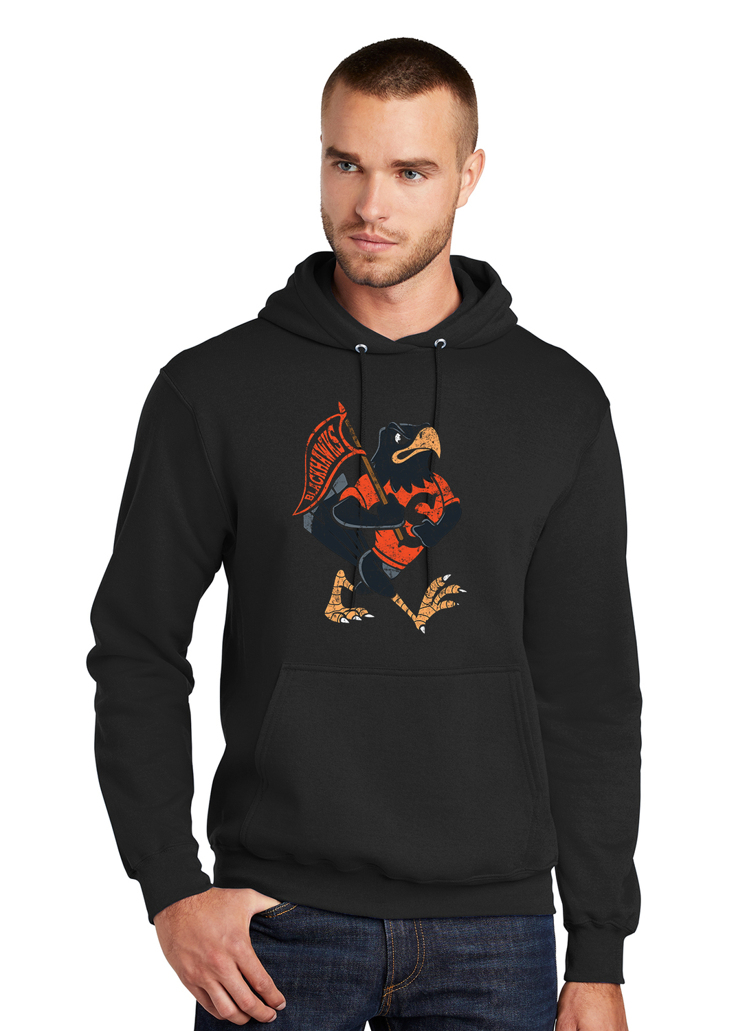 Adult Hoodie - Retro Hawk w/ Banner