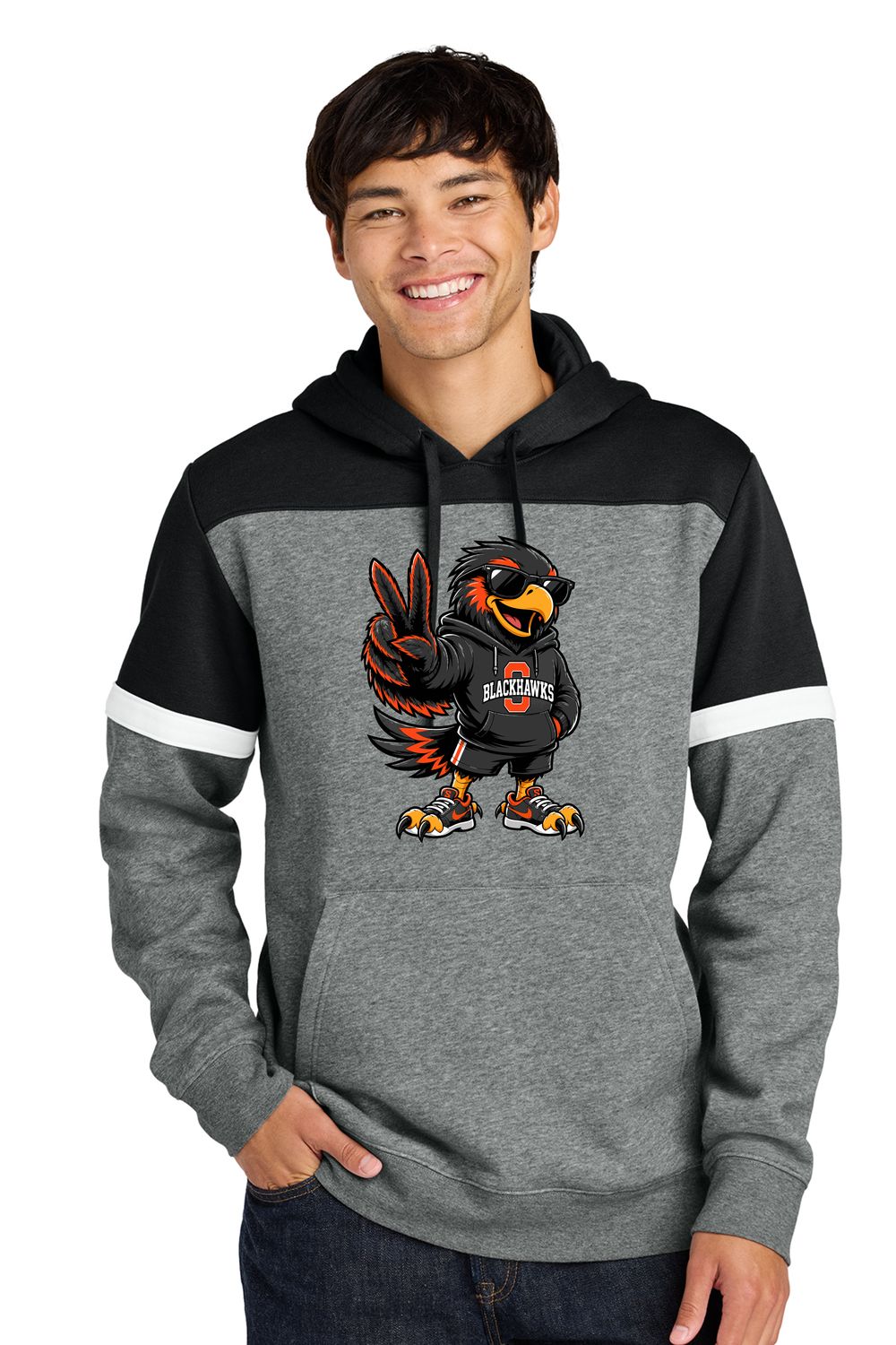 Adult "Cool Hawk" Colorblock Hoodie