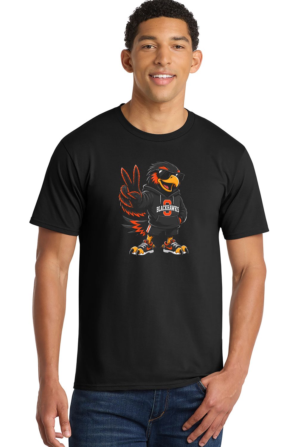 Black Adult "Cool Hawk" T-Shirt