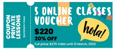 5 online Spanish PRIVATE Classes VOUCHER + 1 extra free class