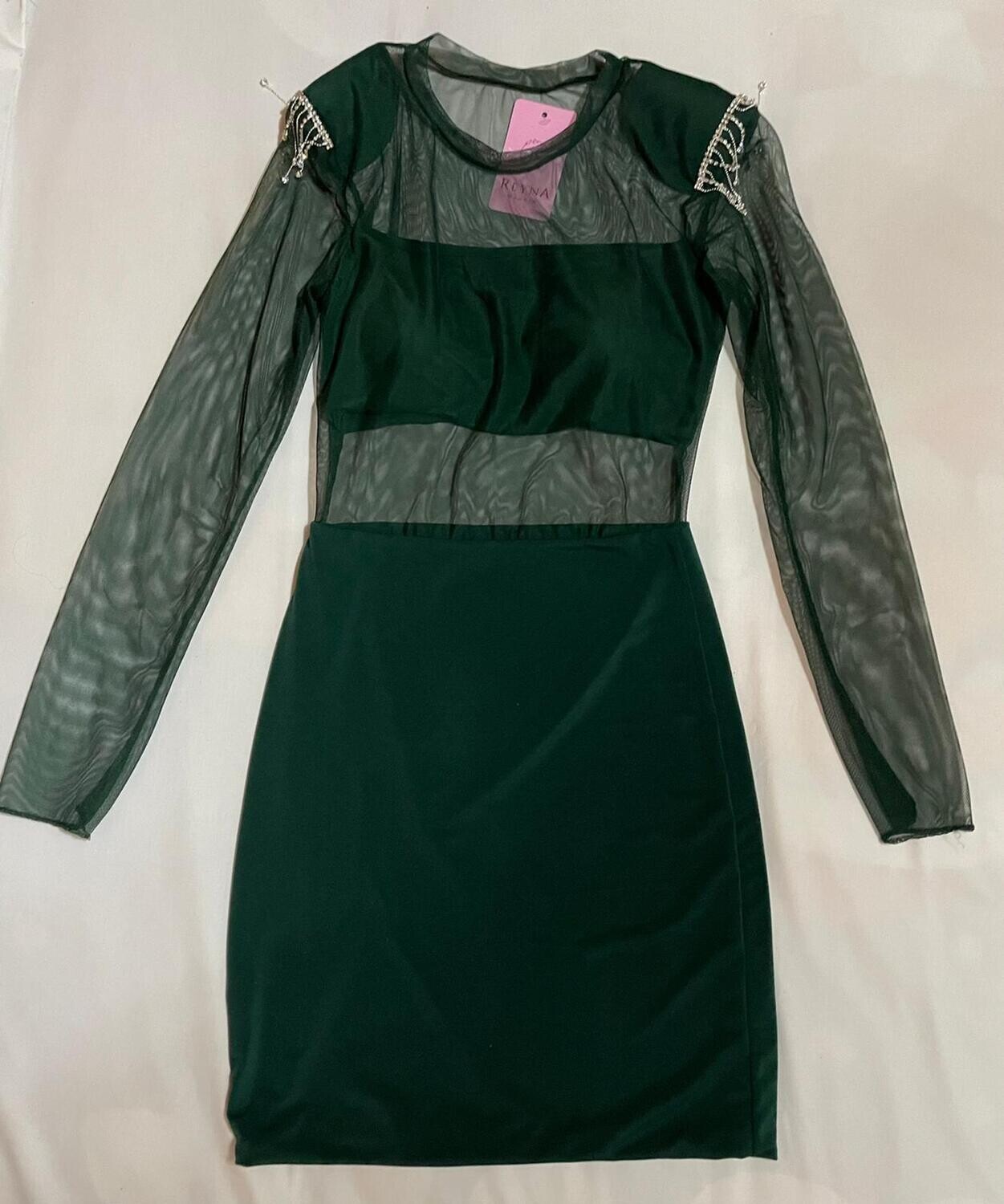 Vestido verde corto y mangas largas