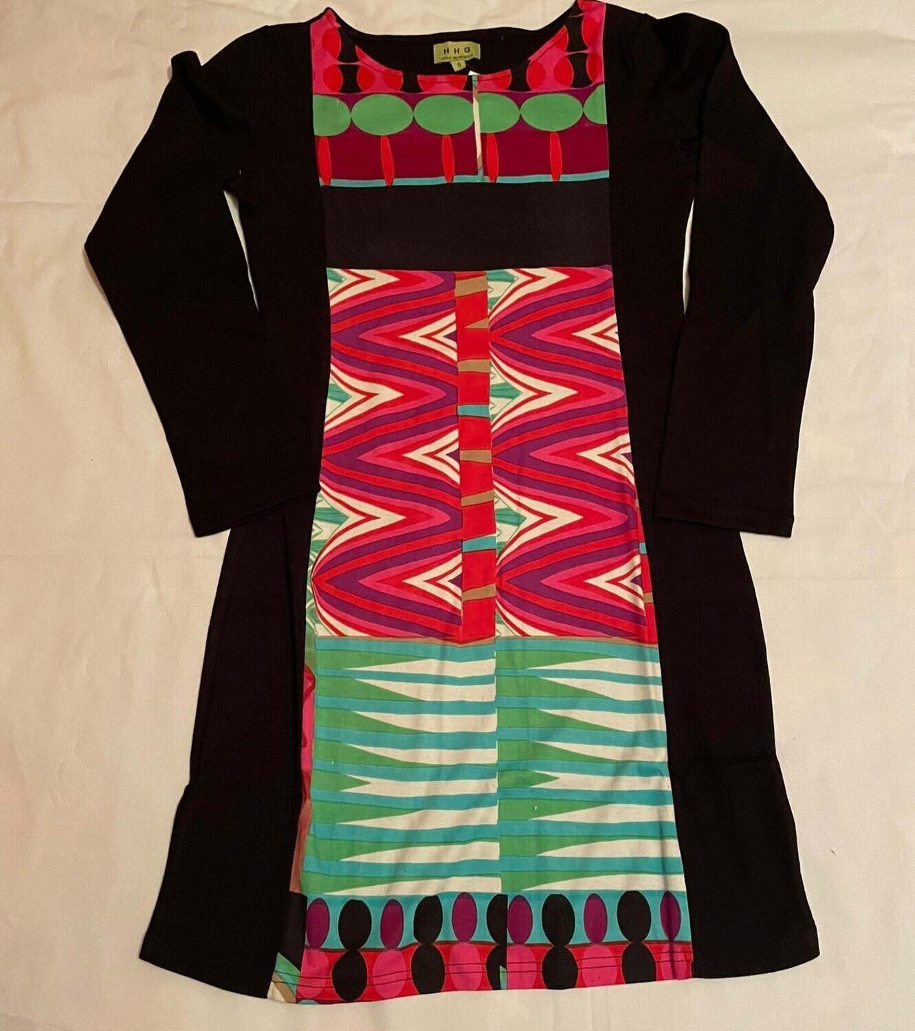 vestido negro-multicolor talla S