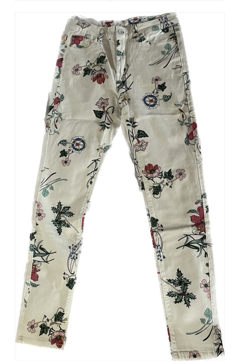 Pantalón blanco flores talla 44