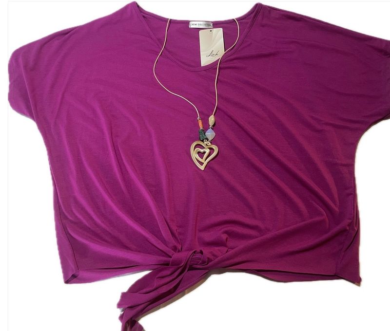 Camisa con collar morada