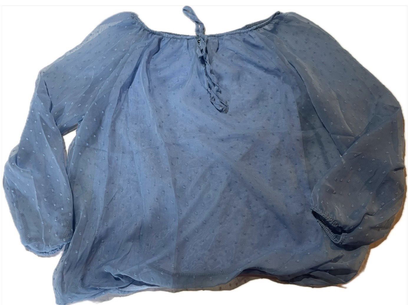 Camisa azul mangas transparentes talla M