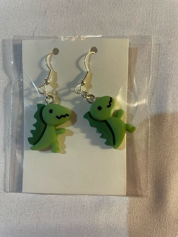Pendientes dinosaurio verde