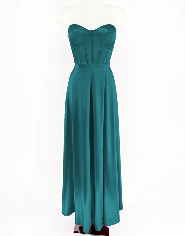 Vestido raso color petróleo