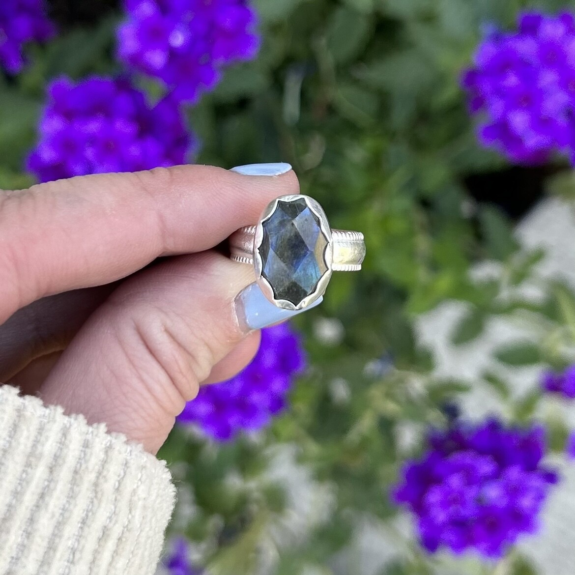 Faceted Labradorite Ring sz. 7.5