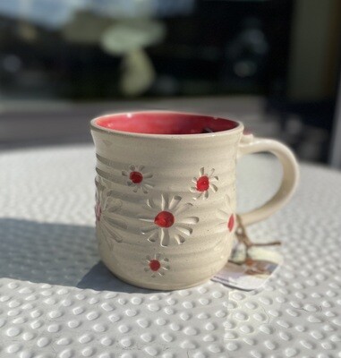 Handmade Daisy Mug Red