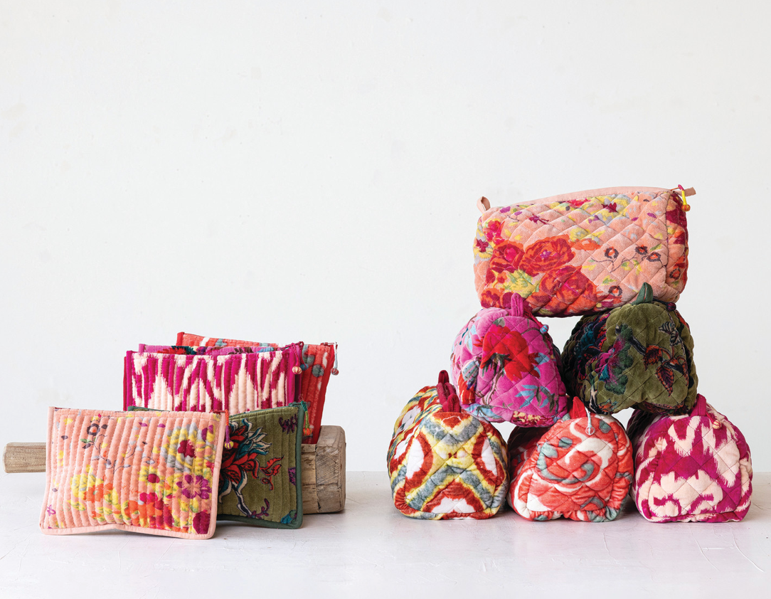 Quilted Velvet Pouch