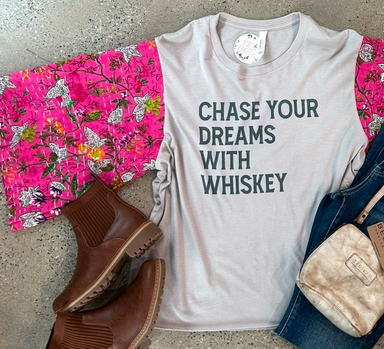 Whiskey Tee-Pink Slv-XL