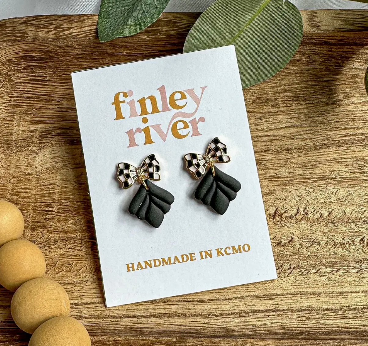 Checkered Bow Earrings