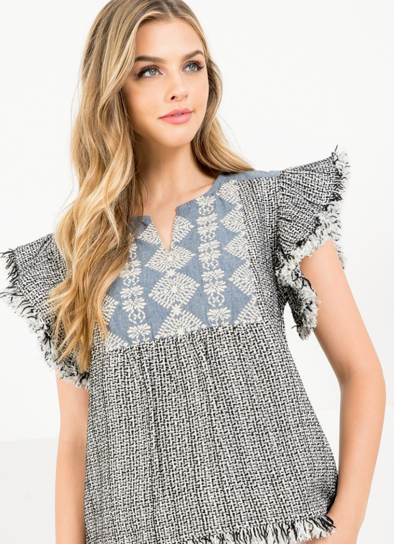 Tweed Flutter Top