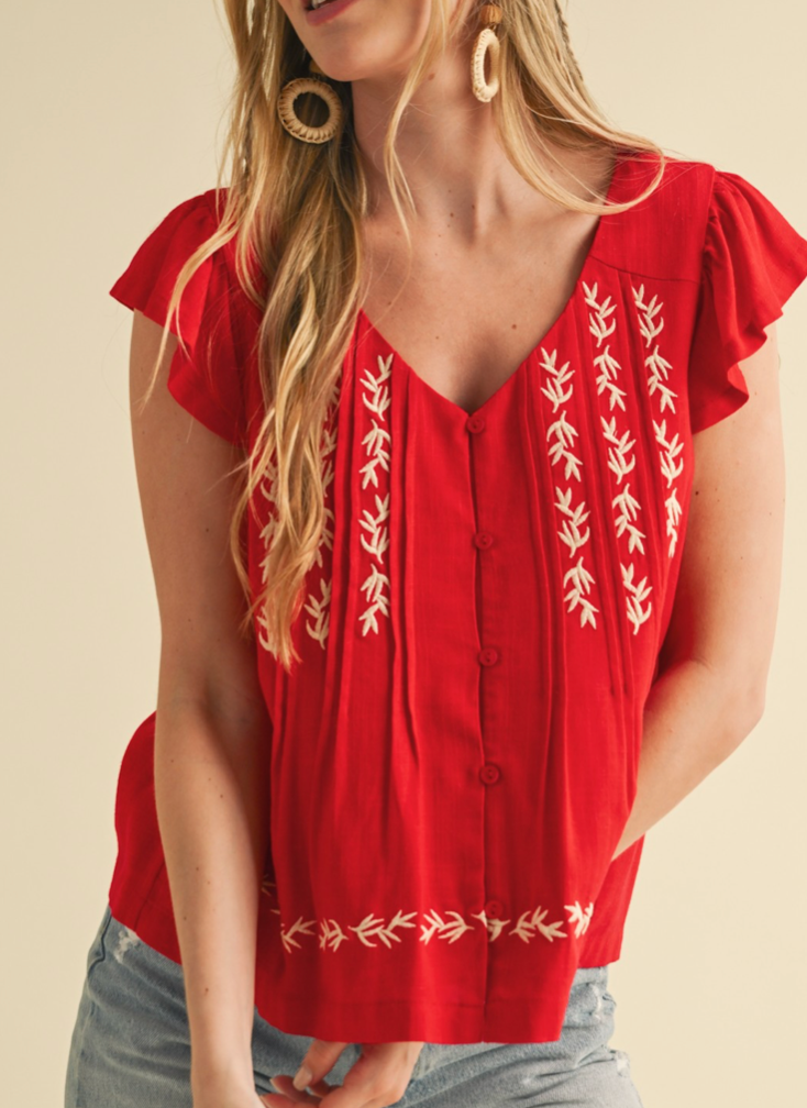 Cherry Flutter Top