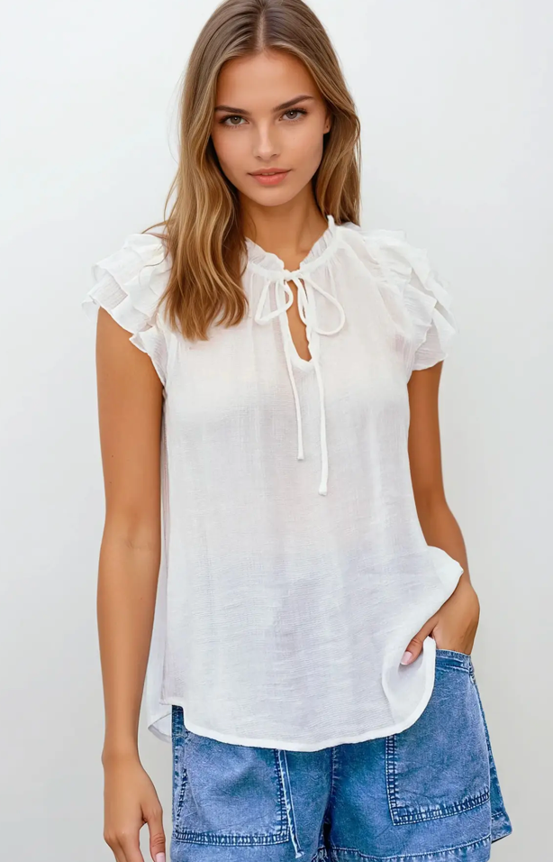 Ruffle Slv Top