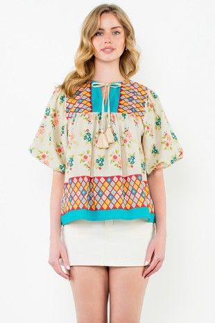 Floral Puff Top