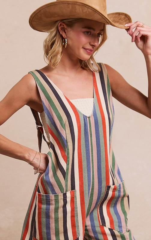 Striped Denim Romper
