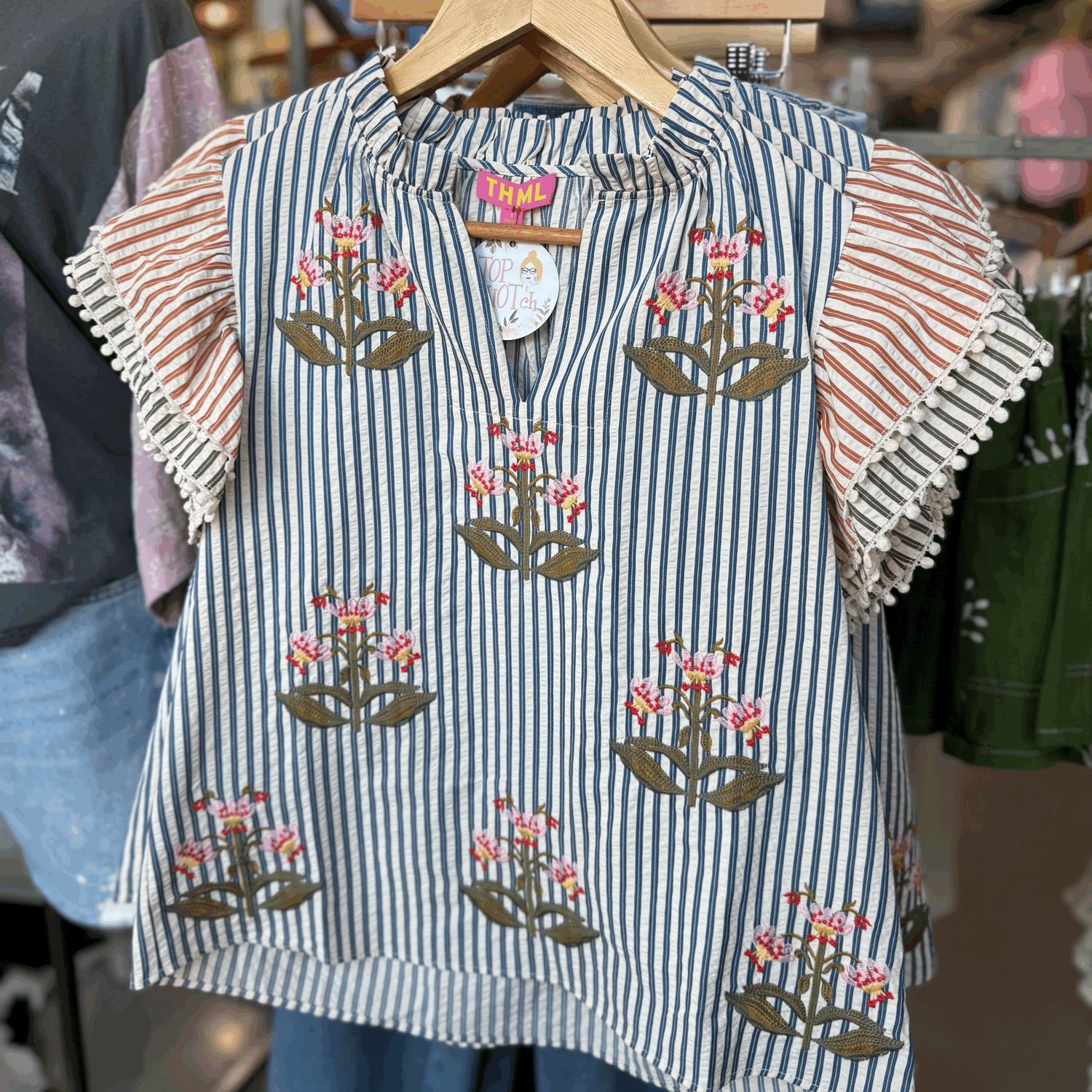 Flutter Slv Striped Top