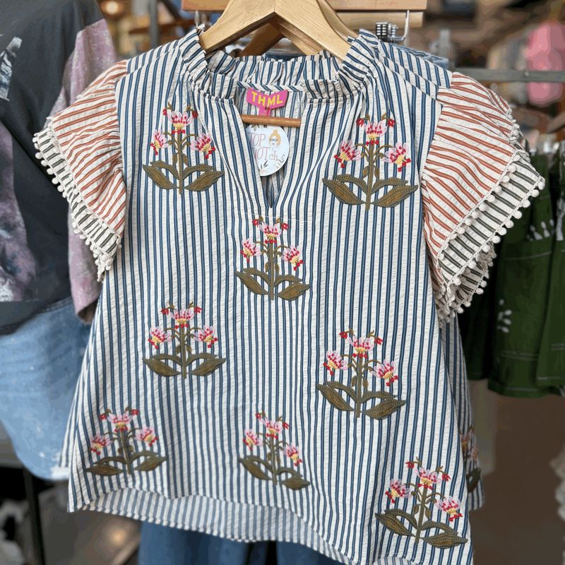 Flutter Slv Striped Top