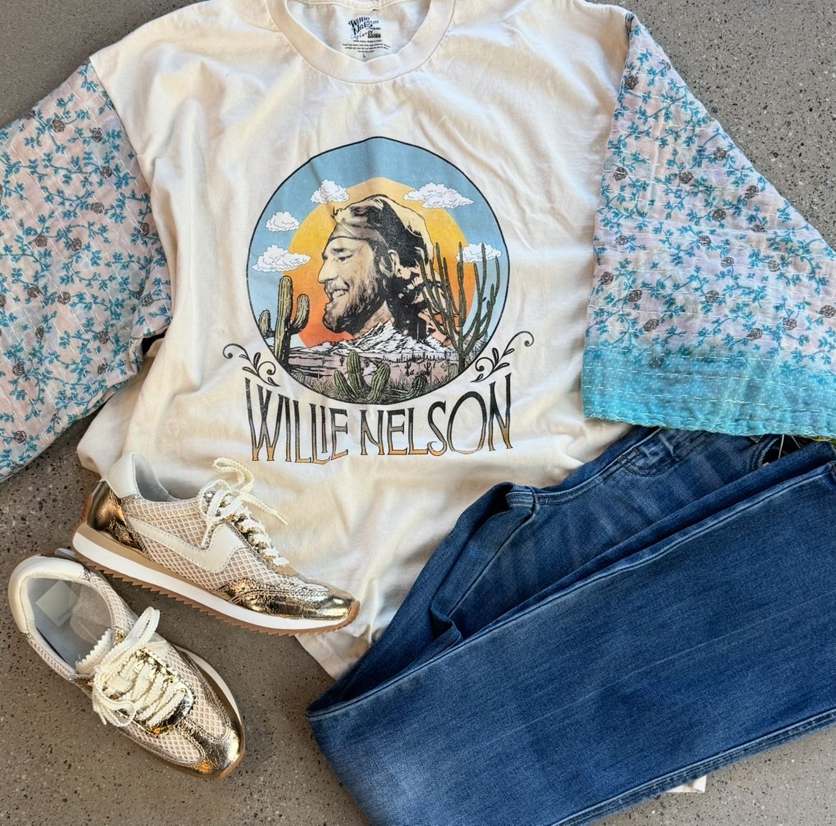 Willie Flower Slv Tee - L