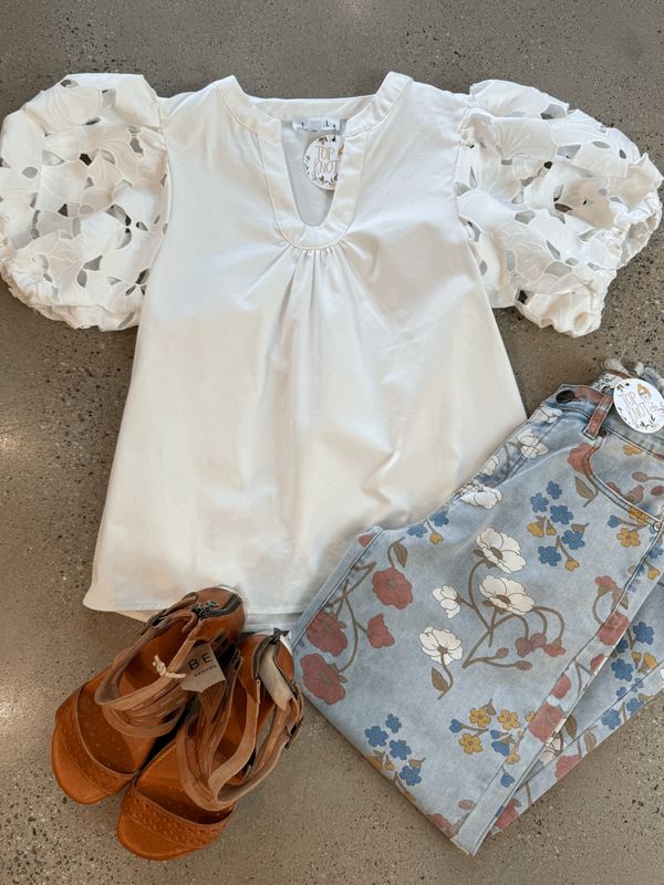 White Eyelet Top