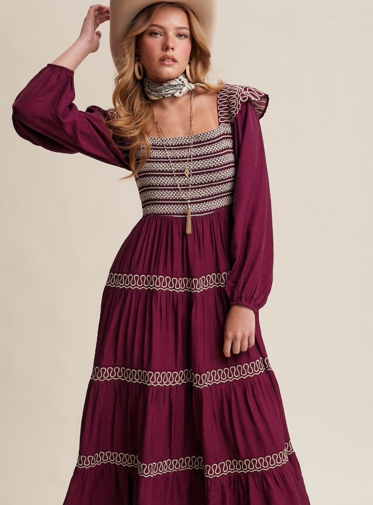 Plum Stitched Maxi