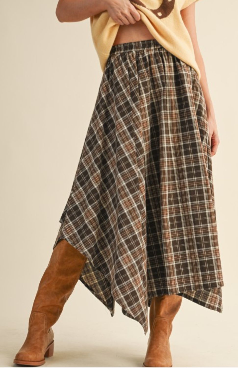 Plaid Midi Skirt