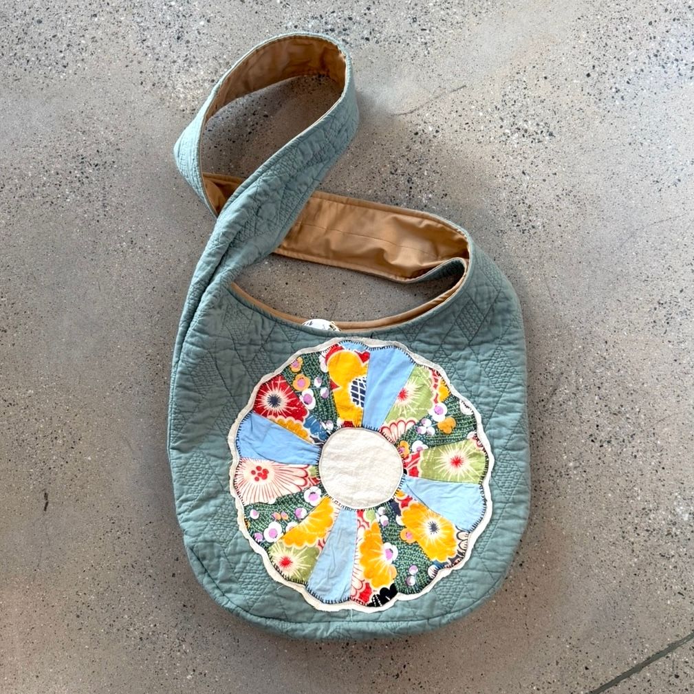 Teal Flower Market Tote