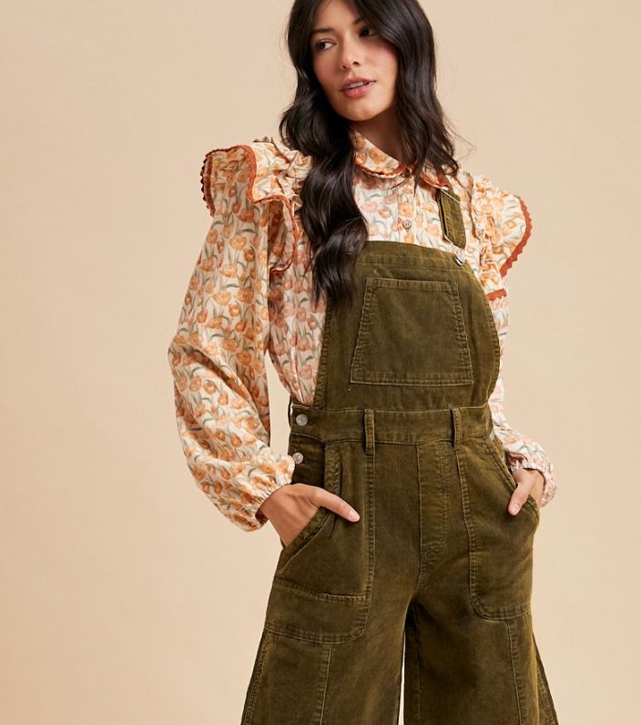Green Cord Overalls