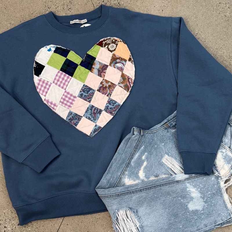 Quilted Heart SS Blue - S