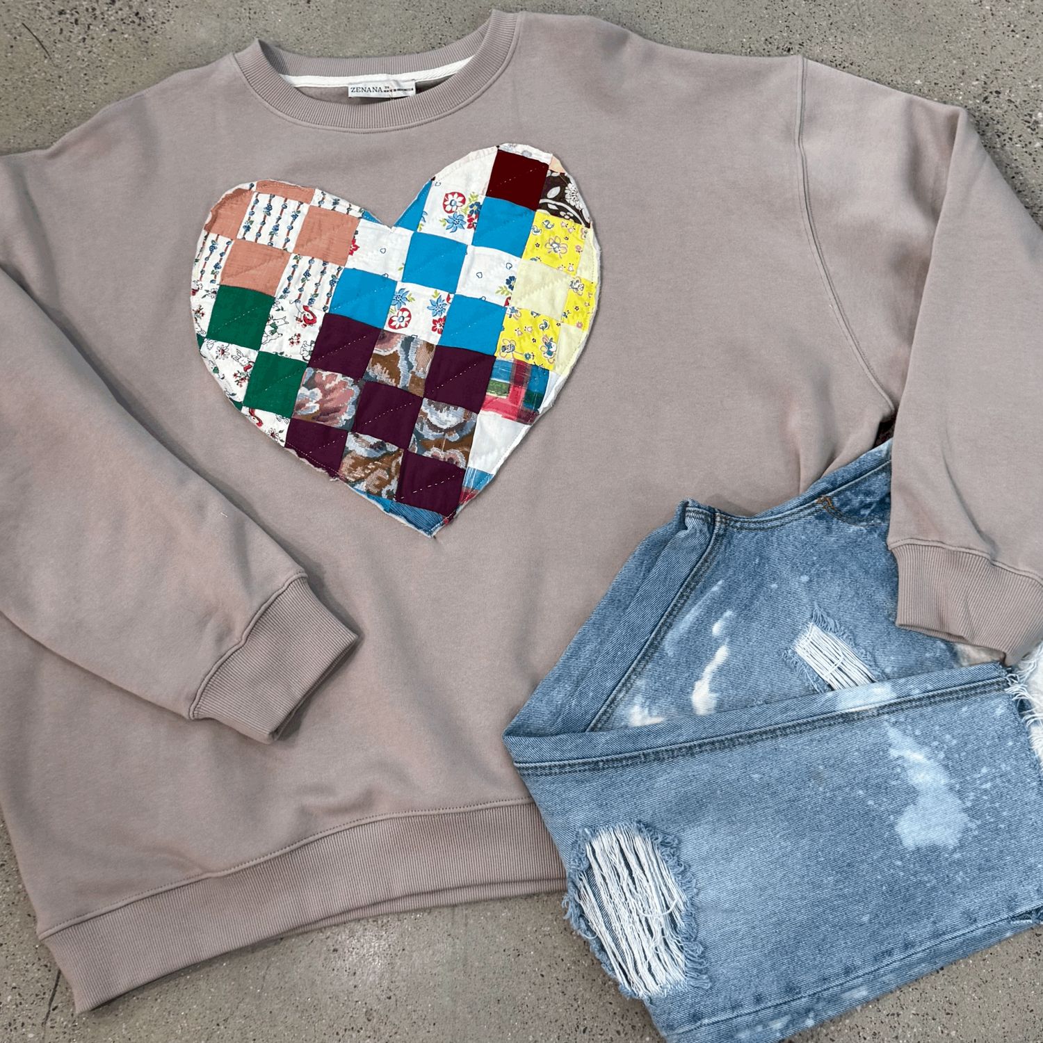 Quilted Heart (Multi) SS Taupe - 3X