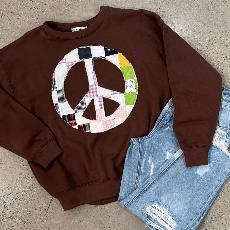 Quilted Peace SS Brown - S