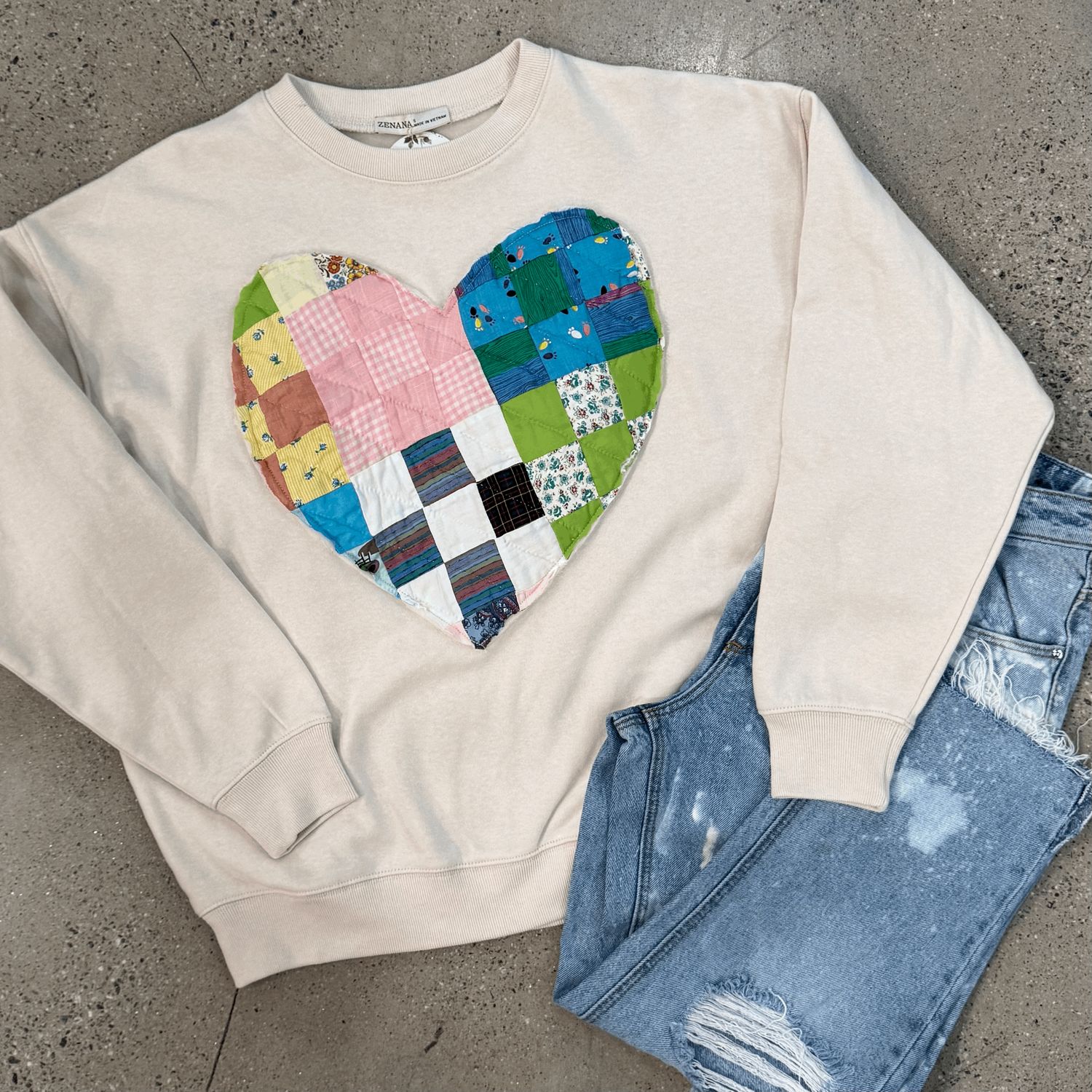 Quilted  Heart SS Ivory - S