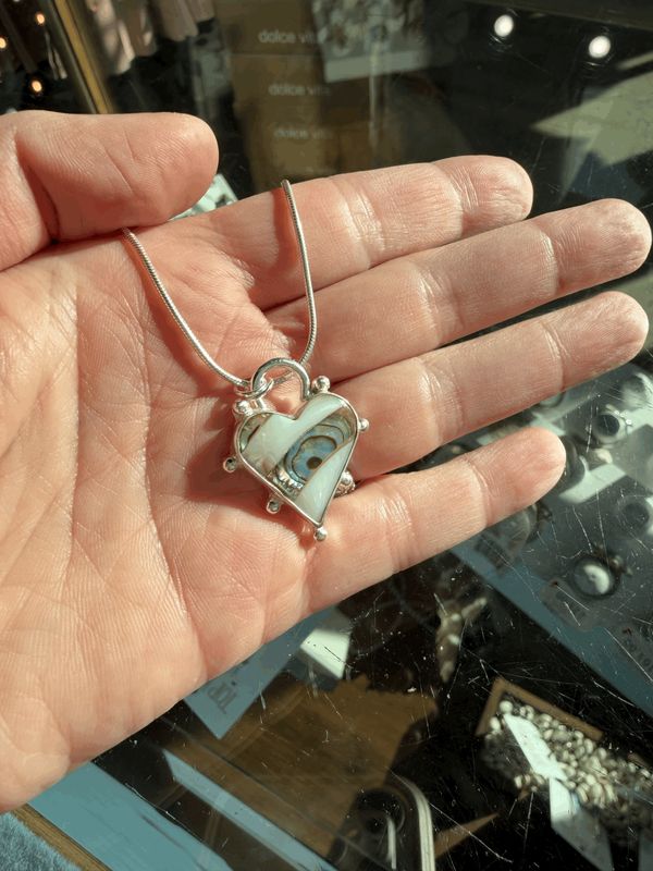 Abalone Heart Necklace 18"