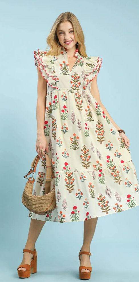 Cream Floral Dress