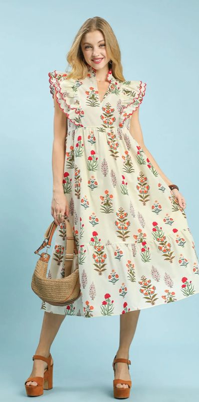 Cream Floral Dress