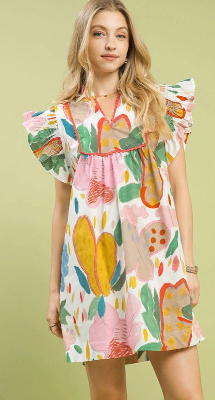 Abstract Floral Dress