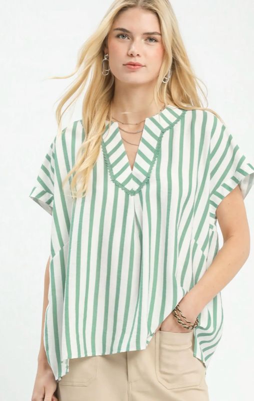 Mint Stripe Top