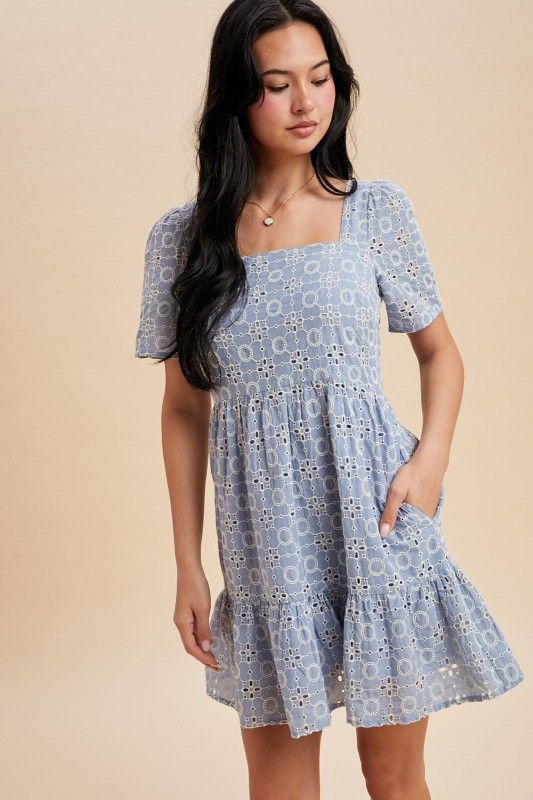 Eyelet Shift Dress