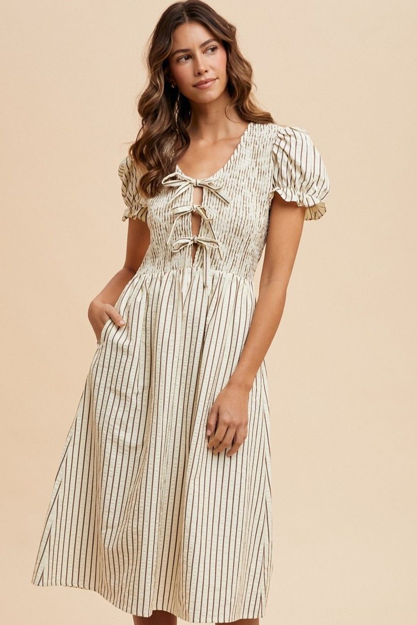 Stripe Bow Midi