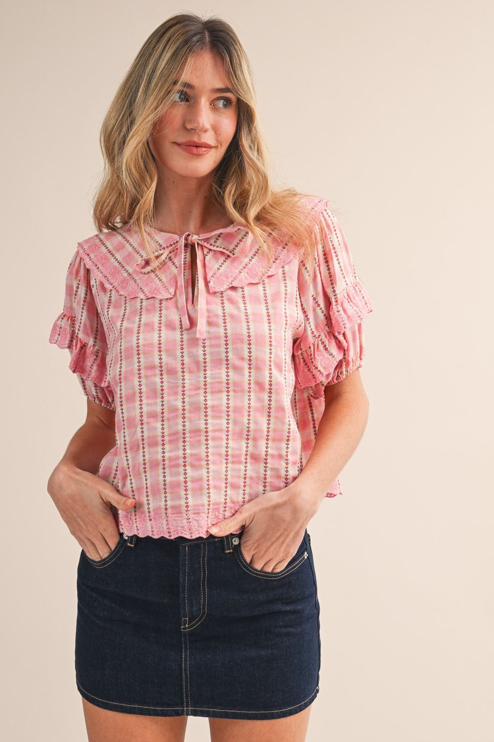 Pink Gingham Top