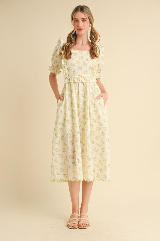 Lemon Floral Dress