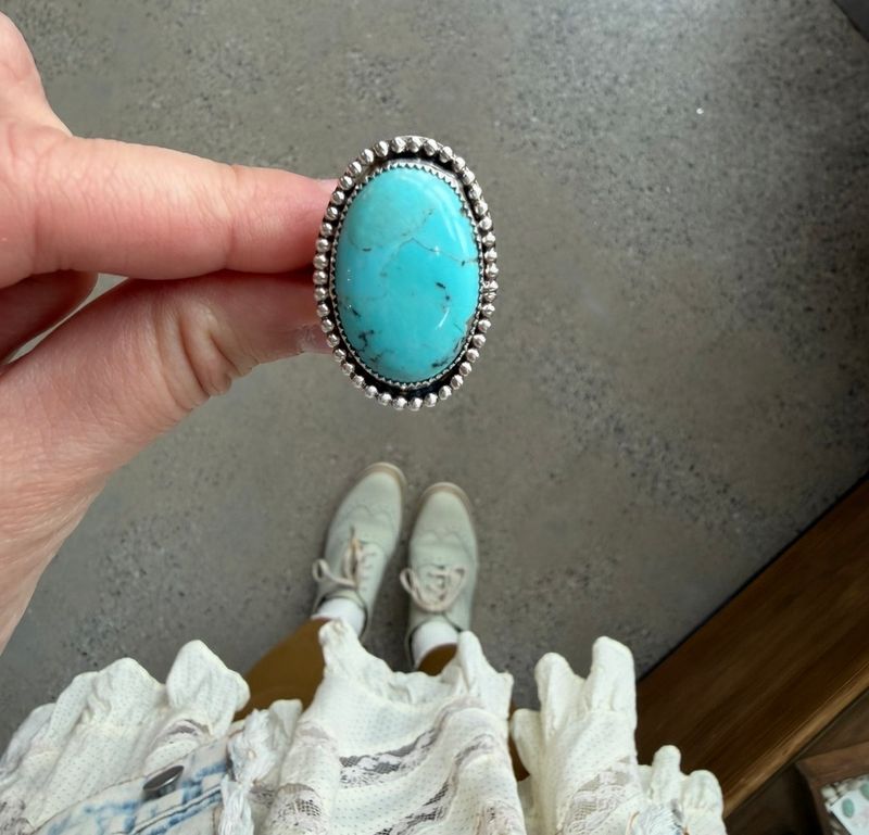 Turquoise Rope Ring Sz. 8