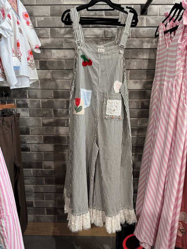 Striped Patch Overalls