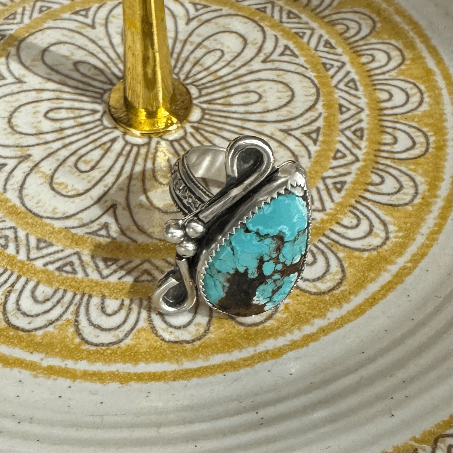 Turq Curl Ring 7.5